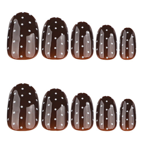 Brown Polka Dot Almond Press On