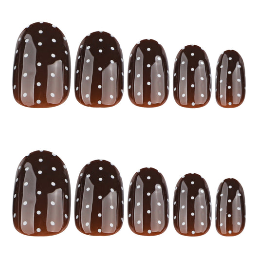 Brown Polka Dot Almond Press On