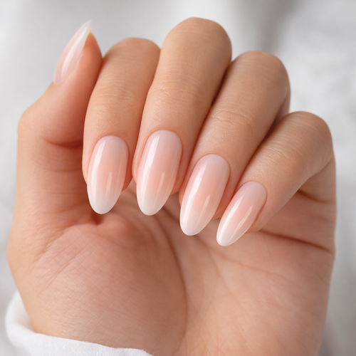 White Ombre Tips Almond Press On