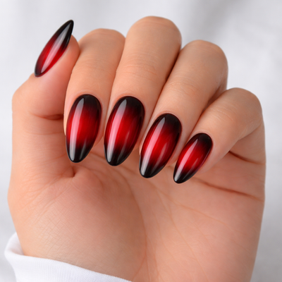 Red Halo Effect Almond Press On