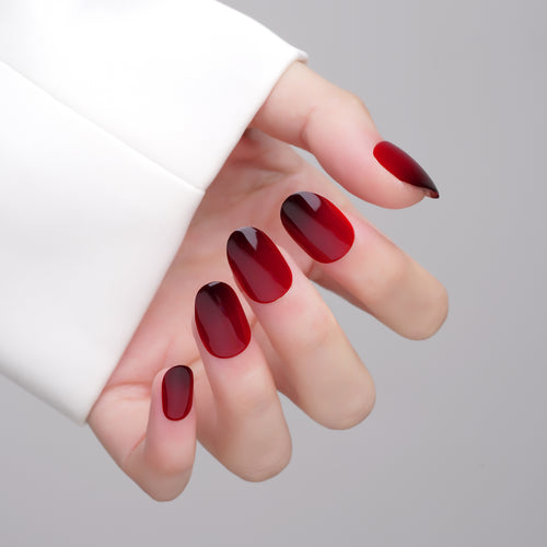 Red Ombre Round Press On