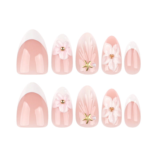 Flower French Almond Press On