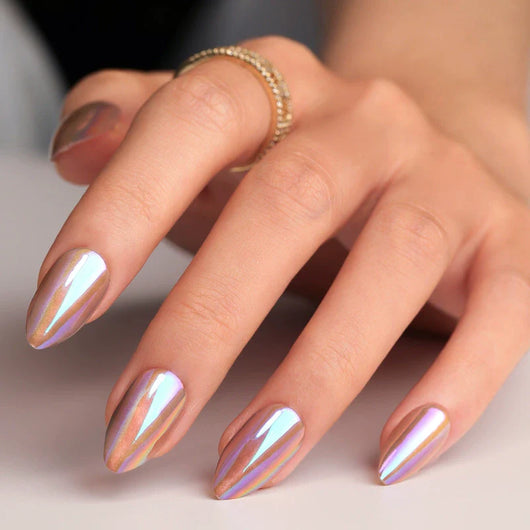 Light Pink Chrome Almond Press On