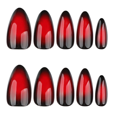 Red Halo Effect Almond Press On