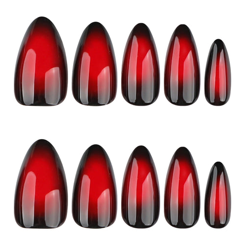 Red Halo Effect Almond Press On