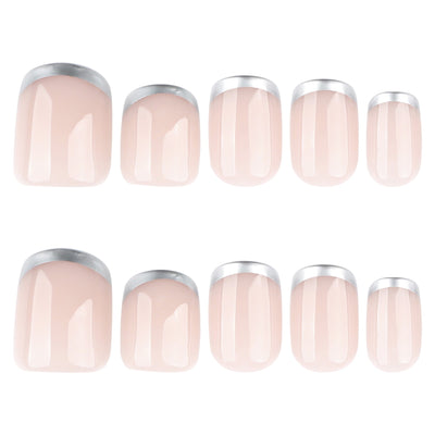 Silver French Tip Square Press On