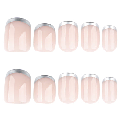 Silver French Tip Square Press On