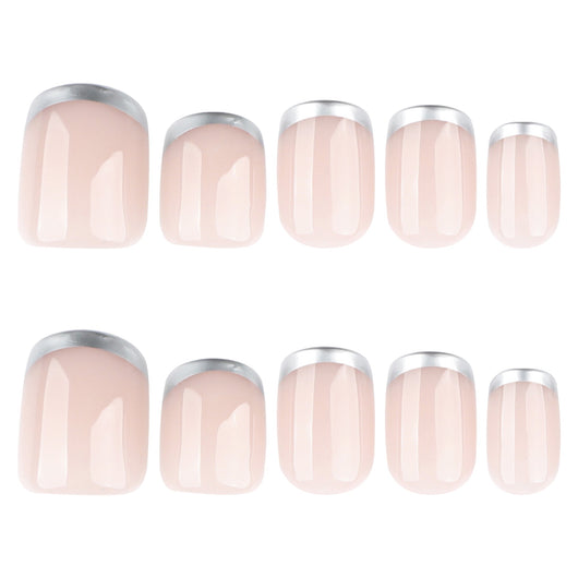 Silver French Tip Square Press On