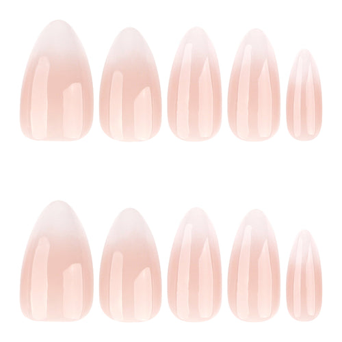 White Ombre Tips Almond Press On