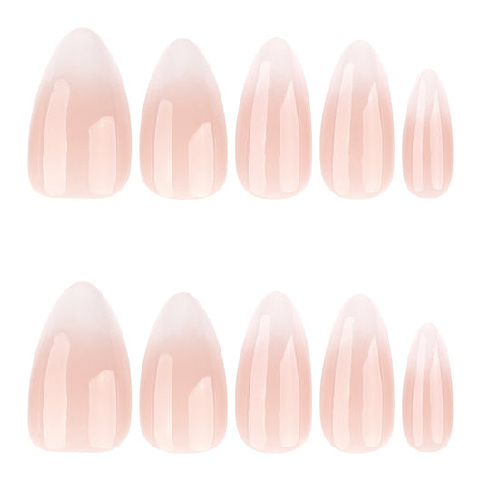 White Ombre Tips Almond Press On